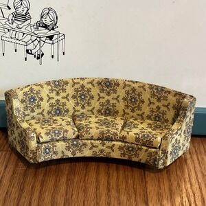 Vintage Redbox Dollhouse Furniture Parlour Salon‎ Sofa Curved Princess MCM 1960s